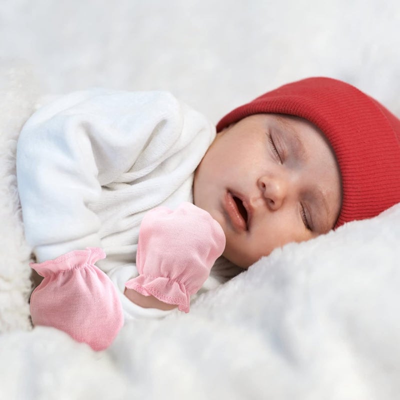 DRESHOW BQUBO Newborn Infant Toddler Mittens No Scratch Cotton Elastic Wrist Gloves Hypoallergenic for 0-6 Months Baby Boys Girls - Image 5